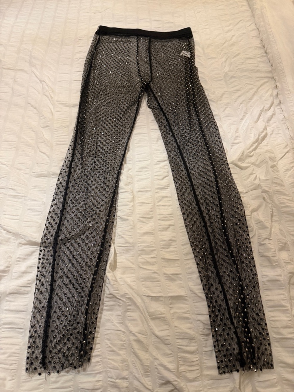 See through pants with rhinestones